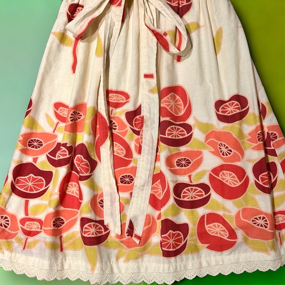 HP Bitten by Sarah Jessica Parker belted poppy sundress, size 8 cream pink green - Picture 14 of 16